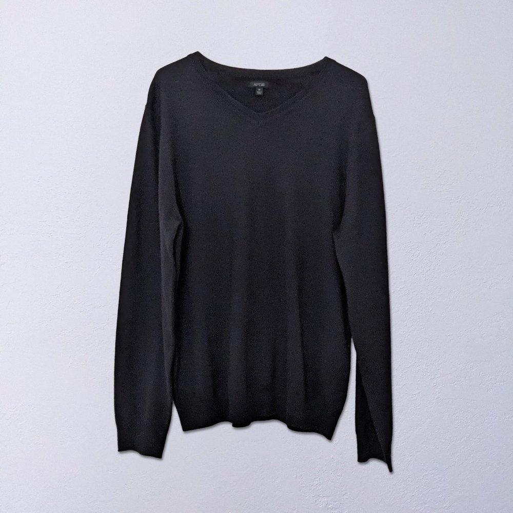 Apt. 9 Men's Merino Wool Blend Sweater - V Neck - Black - Medium